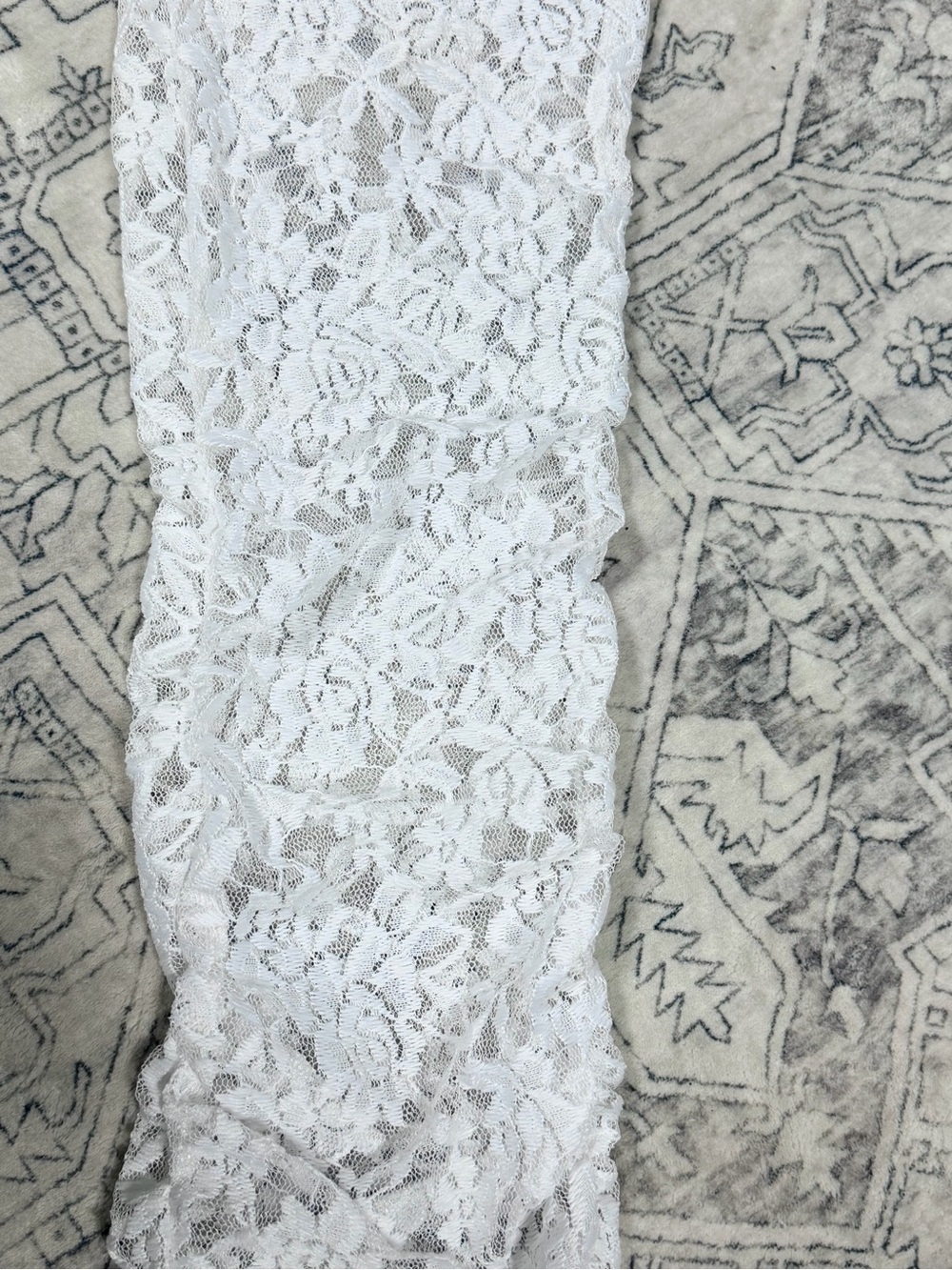 Rouge Collection White Ruched Lace Flare Pants 2X Sheer Beach Cover Up Boho - Picture 11 of 14